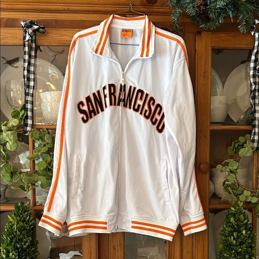 San Francisco 49ers White and Orange Full Zip Track Sportswear Jacket Men’s 2XL